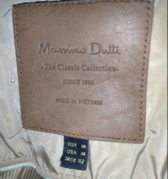 Маркировка от Massimo Dutti.